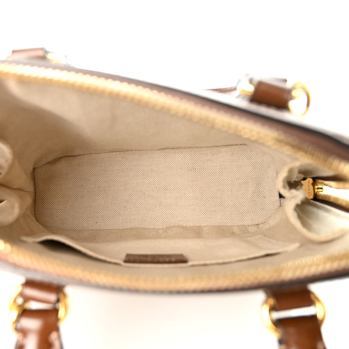 GG Supreme Monogram Azalea Calfskin Mini Horsebit 1955 Top Handle Bag Beige Ebony Brown Sugar