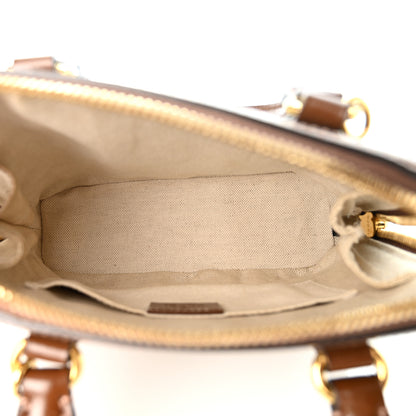Gucci GG Supreme Monogram Azalea Calfskin Mini Horsebit 1955 Top Handle Bag Beige Ebony Brown Sugar 5 of 10