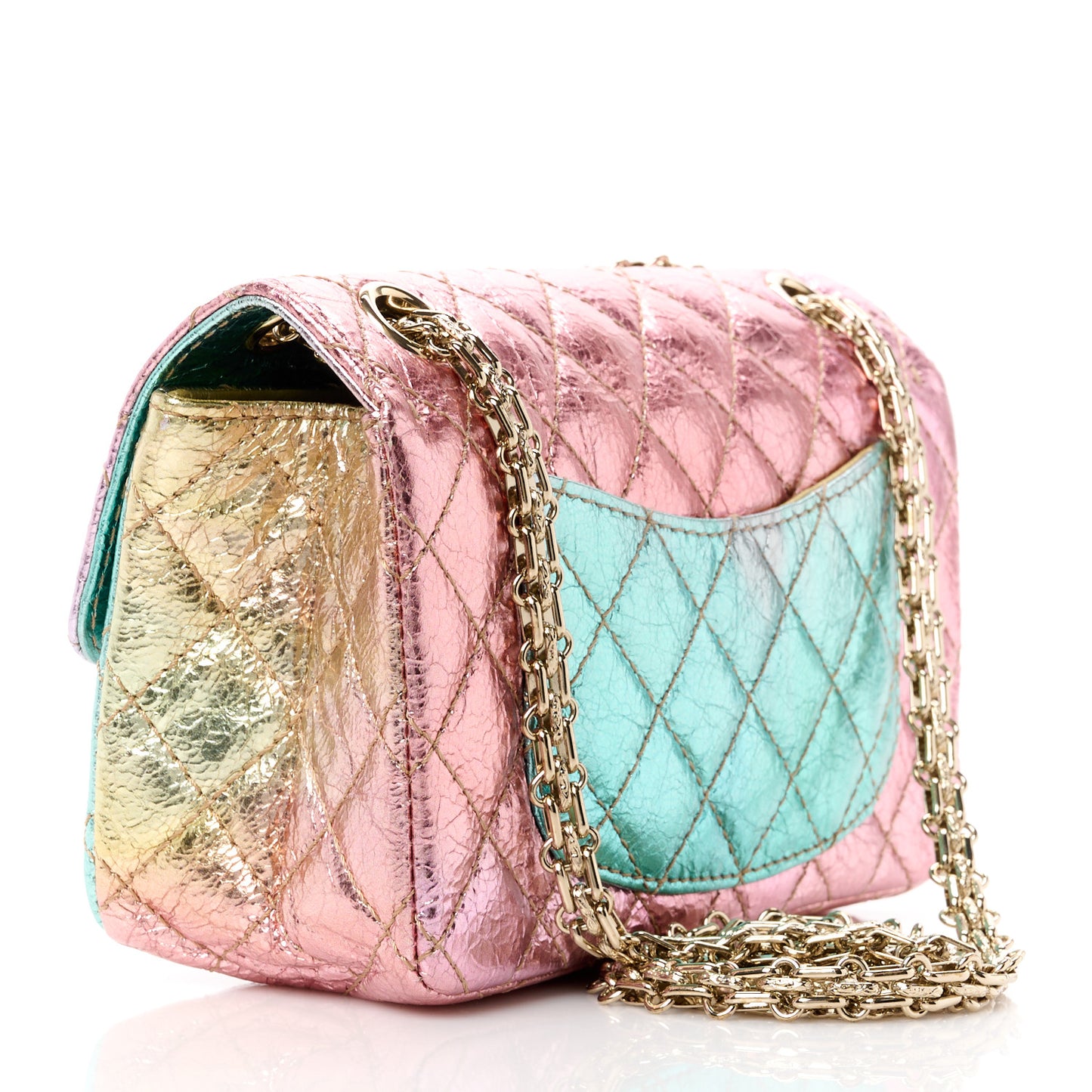 Metallic Goatskin Quilted Mini 2.55 Reissue Flap Multicolor