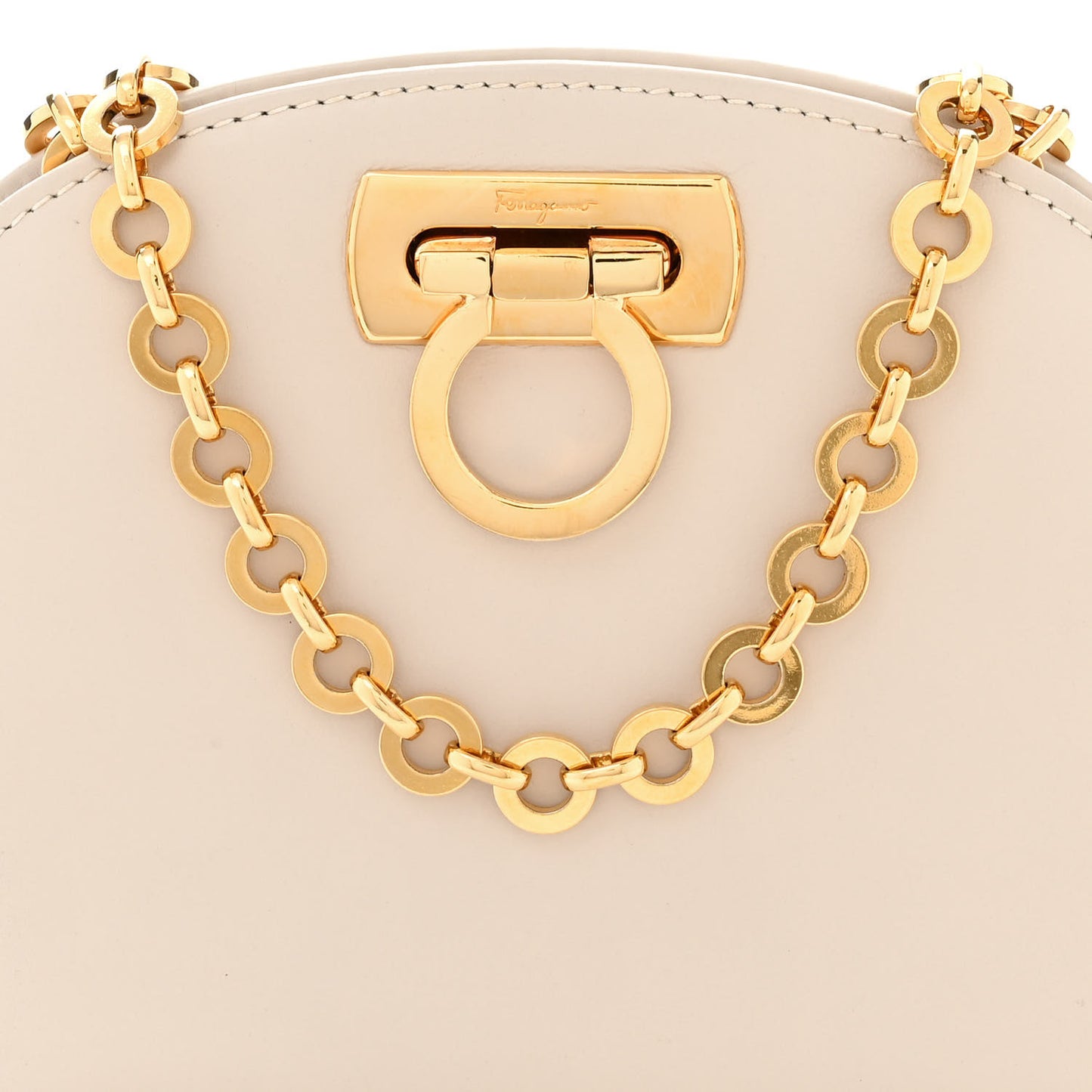 Calfskin Gancini Mini Chain Crossbody Ivory