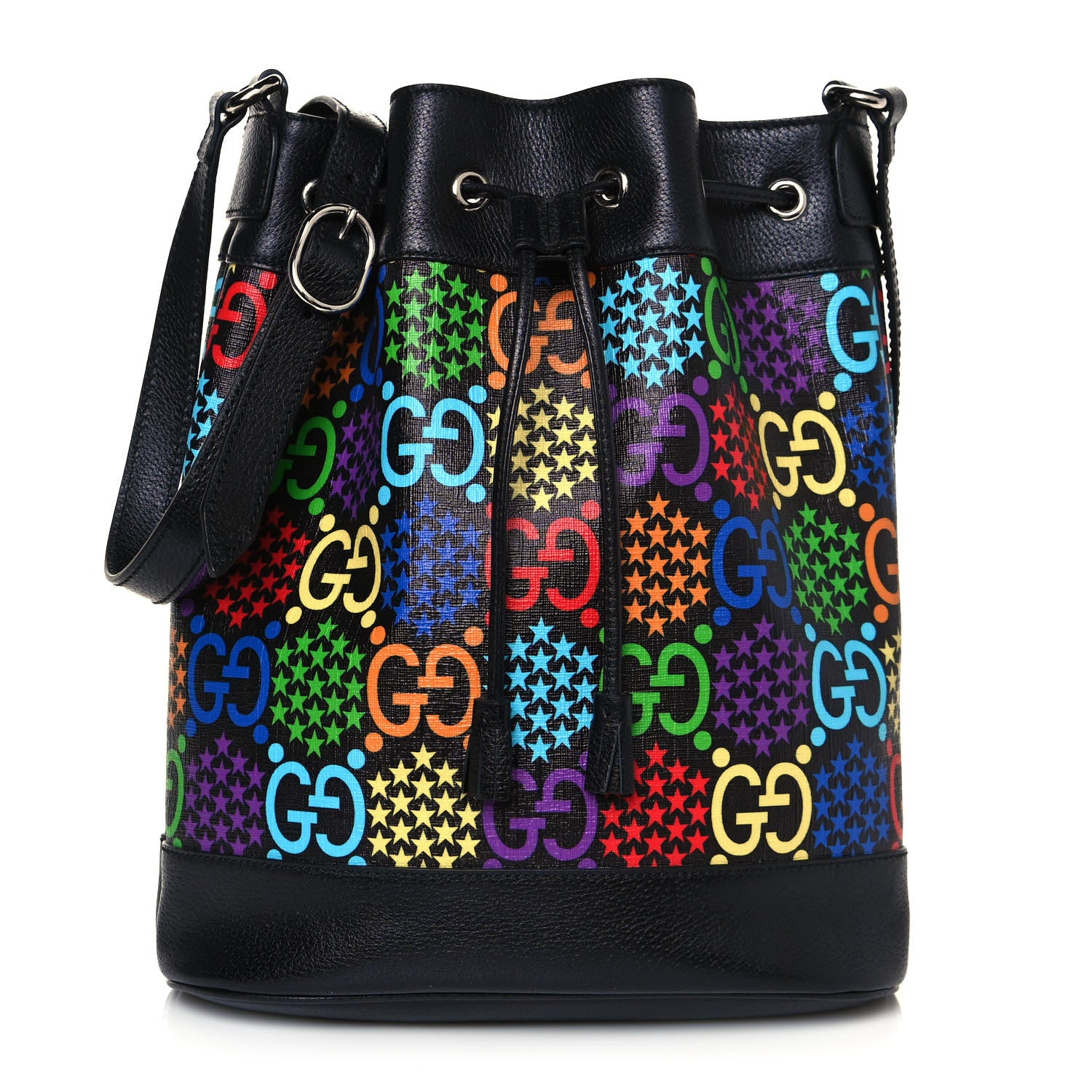 Gucci GG Supreme Monogram Psychedelic Bucket Bag Black 1 of 12