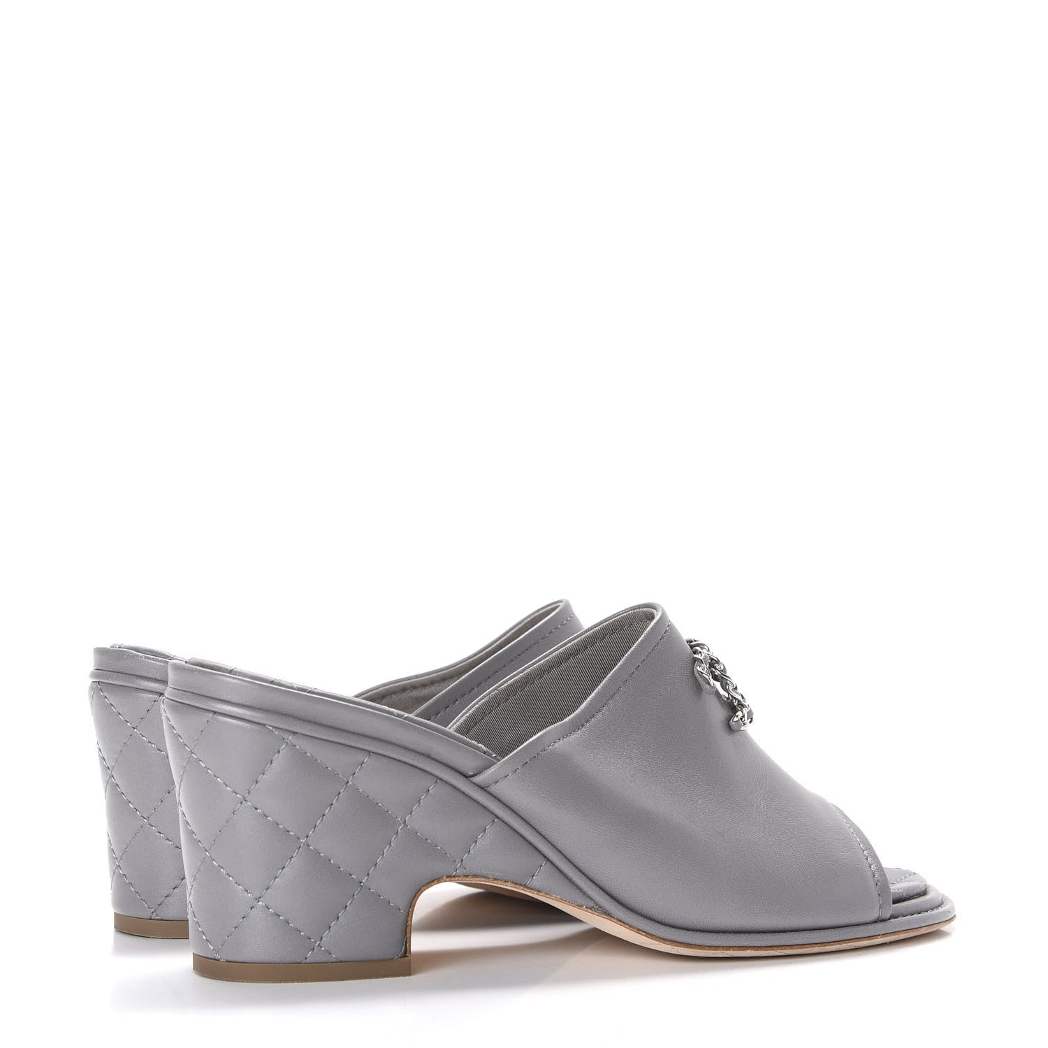 Chanel Lambskin Quilted CC Chain Mules 40 Grey 4 of 9