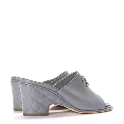 Chanel Lambskin Quilted CC Chain Mules 40 Grey 4 of 9