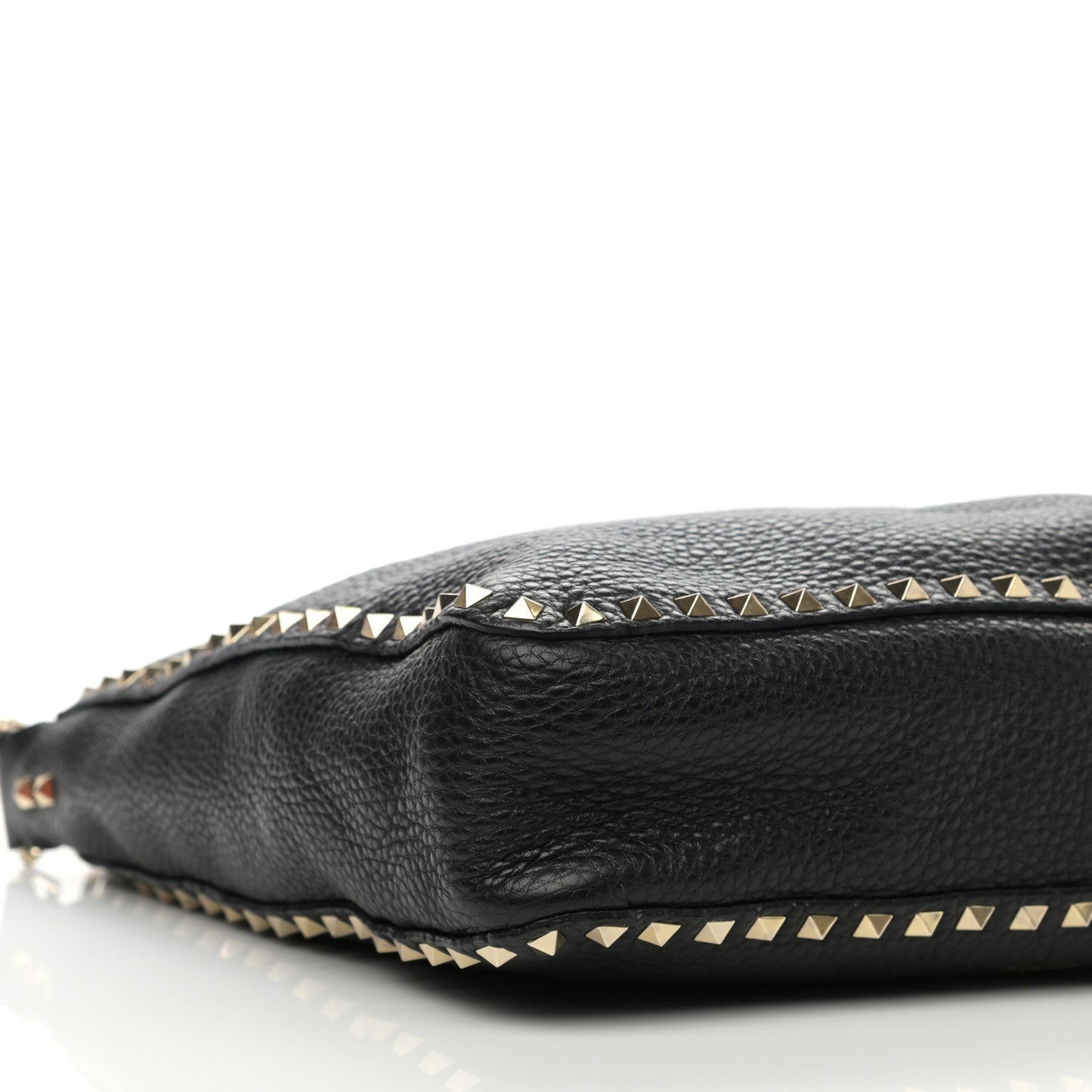 Pebbled Calfskin Large Rockstud Flip-Lock Messenger Bag Black