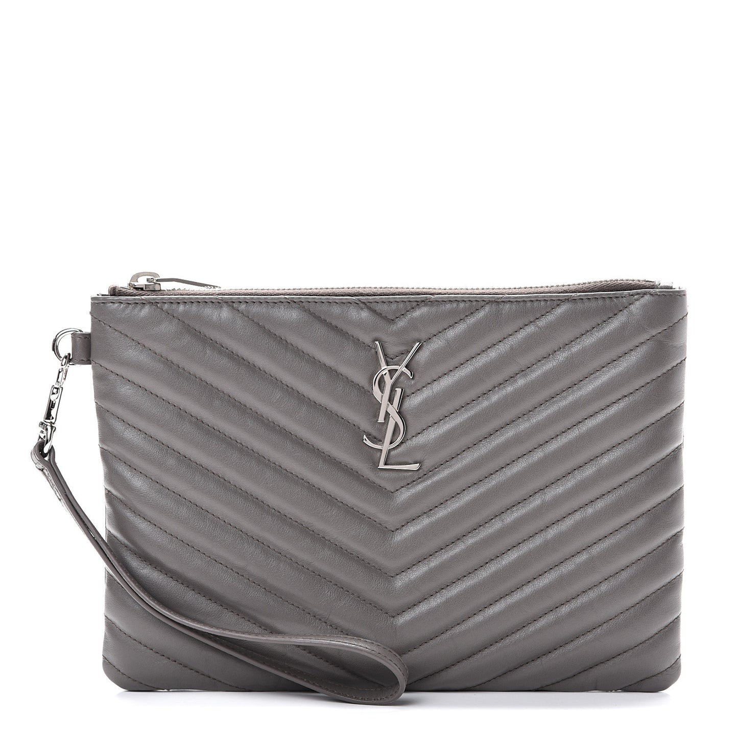 Calfskin Matelasse Chevron Monogram A5 Wristlet Earth