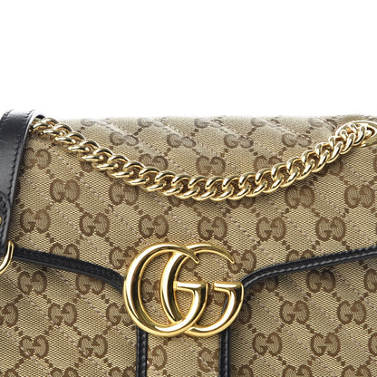 Gucci Monogram Matelasse Diagonal Small GG Marmont Shoulder Bag Beige Black 9 of 9