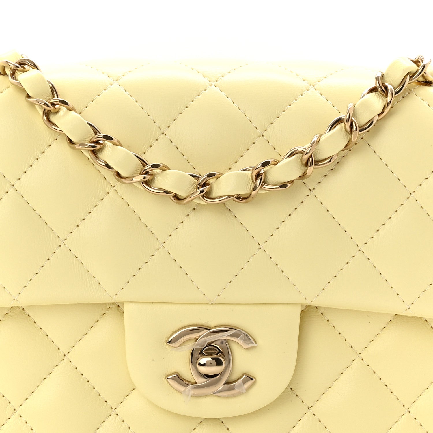 Chanel Lambskin Quilted Mini Rectangular Flap Light Yellow 8 of 10