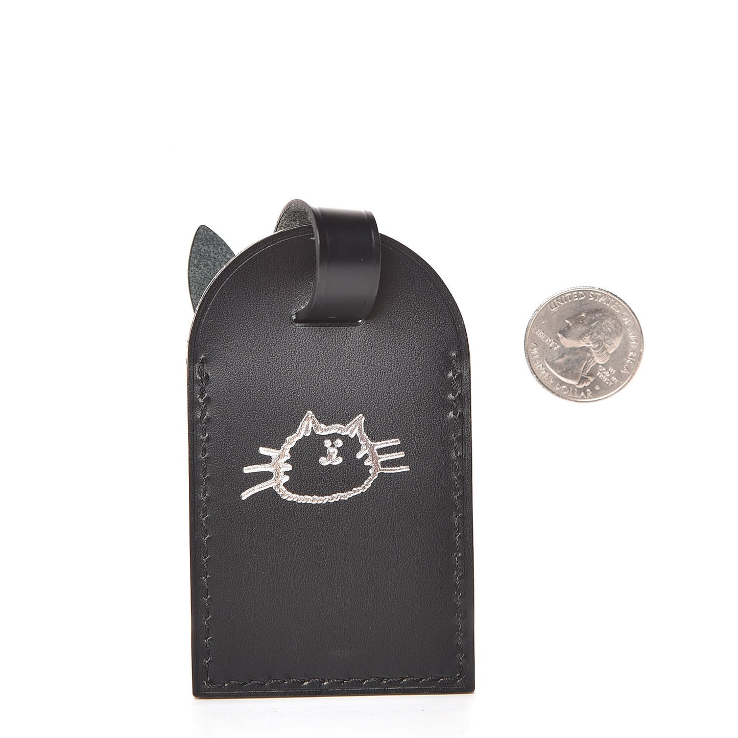 Calfskin Catogram Luggage Tag Black