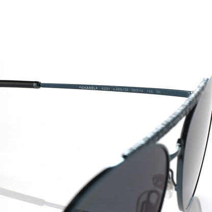 Chanel Aviator Metallic Pilot Sunglasses 4231 Dark Blue 6 of 9