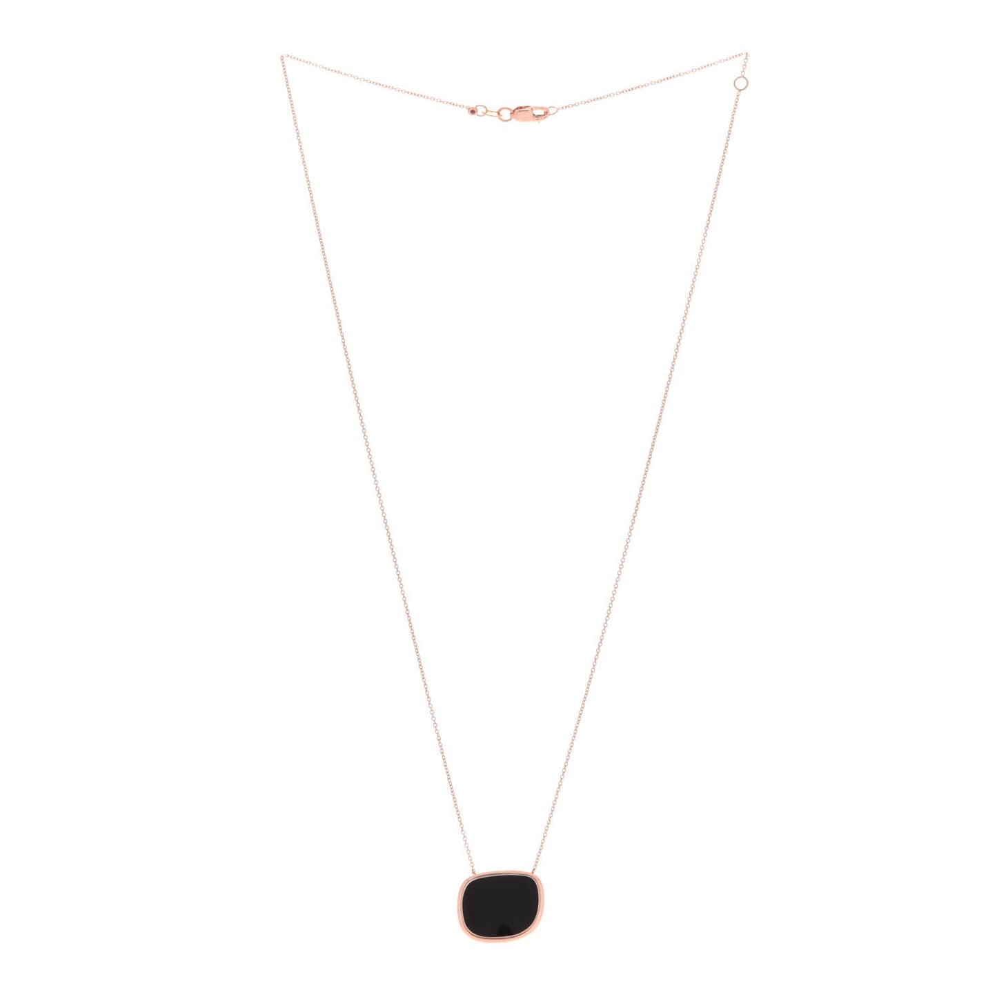 18K Rose Gold Black Jade Amphibole Pendant Necklace