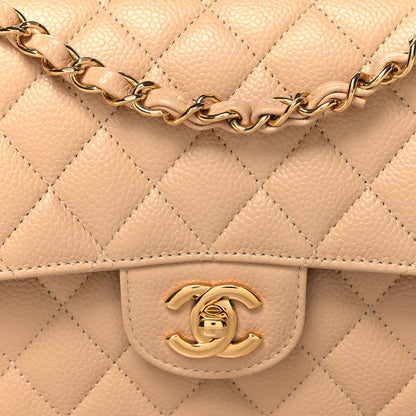 Chanel Caviar Quilted Medium Double Flap Beige 7 of 9
