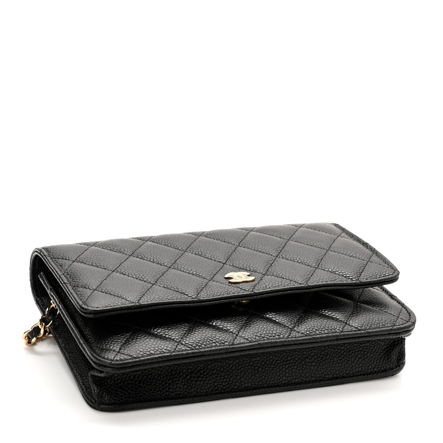 Caviar Quilted Wallet On Chain WOC Black