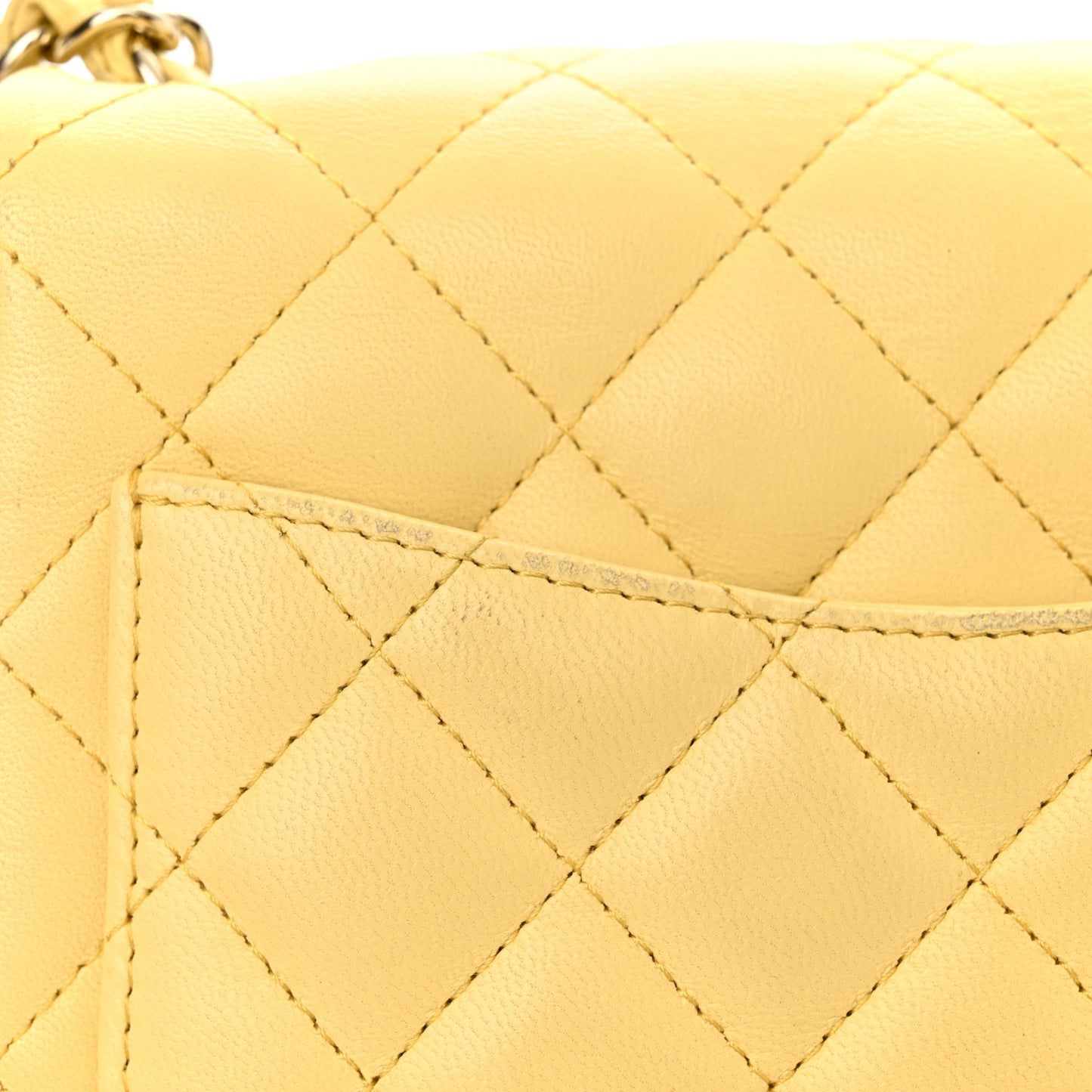 Lambskin Quilted Mini Square Flap Light Yellow