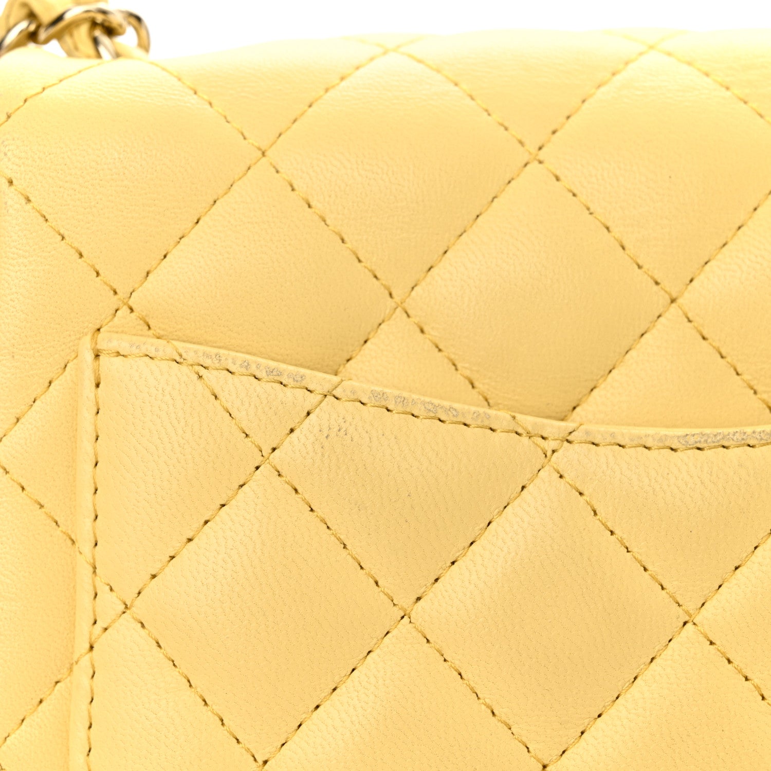 Chanel Lambskin Quilted Mini Square Flap Light Yellow 15 of 19