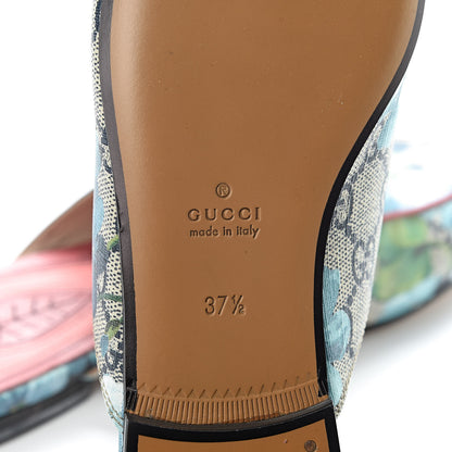 Gucci GG Supreme Monogram Blooms Womens Princetown Slippers 37.5 Beige Blue Navy Hibiscus Red 6 of 9