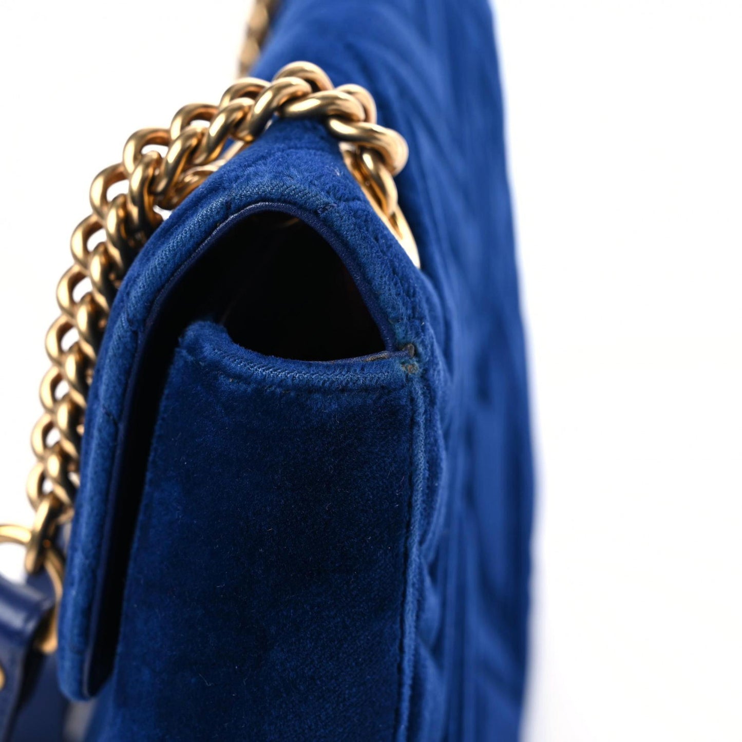 Velvet Matelasse Medium GG Marmont Shoulder Bag Cobalt Blue