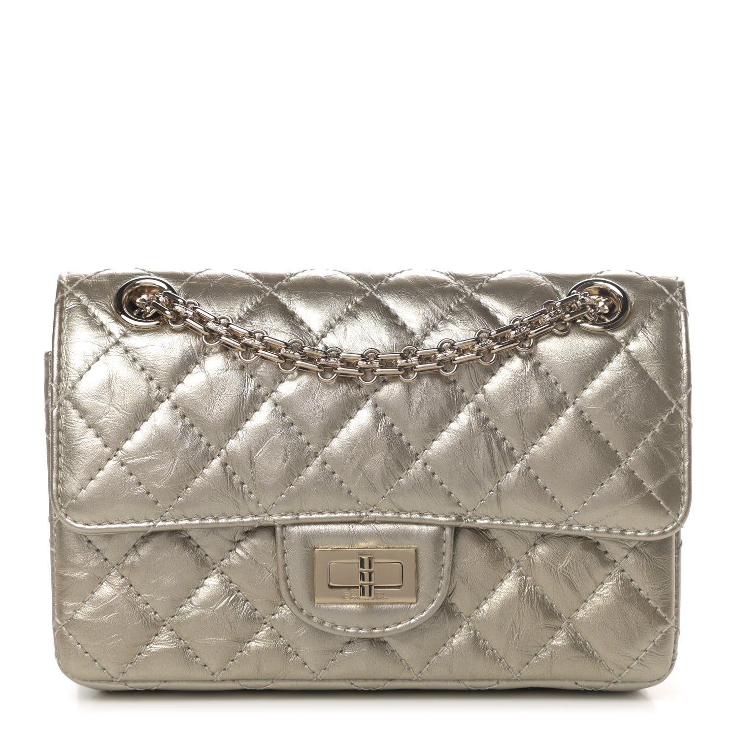 Chanel Metallic Aged Calfskin Quilted 2.55 Reissue Mini Flap Light Gold 1 of 11