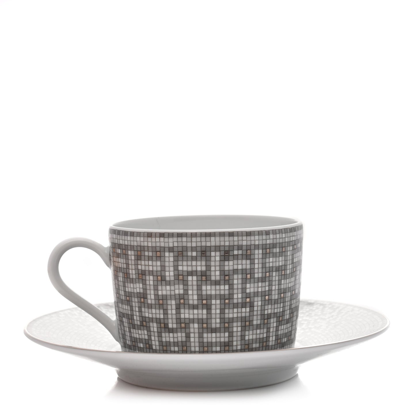 Porcelain Mosaique Au 24 Platine Tea Cup And Saucer Platinum