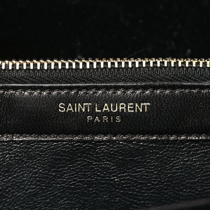 Saint Laurent Suede Embroidered Birds Monogram Chain Wallet Black 6 of 9