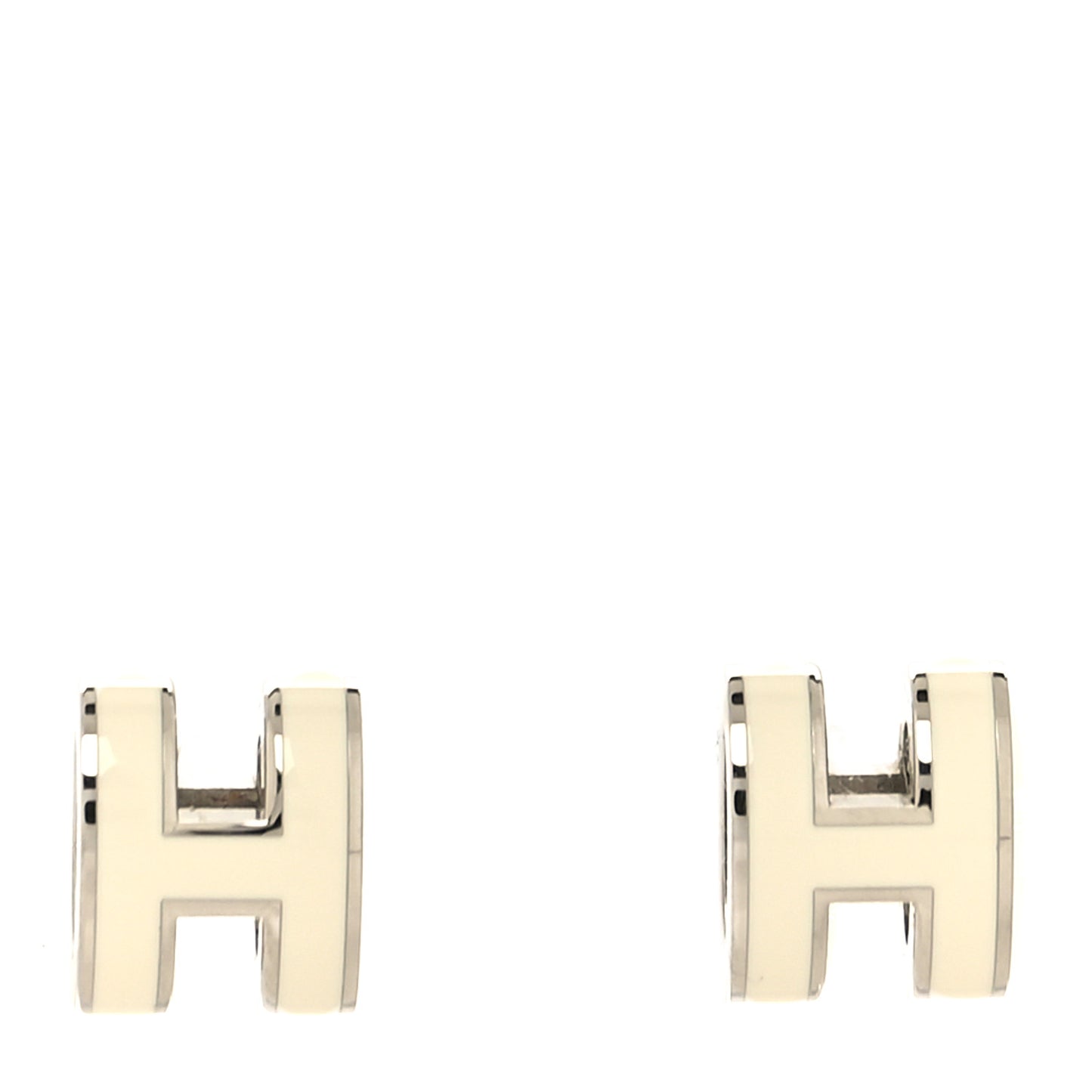 Palladium Lacquered Mini Pop H Earrings White