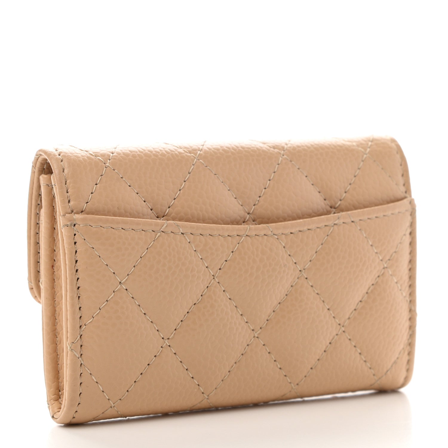 Chanel Caviar Quilted Flap Card Holder Wallet Beige 3 of 8