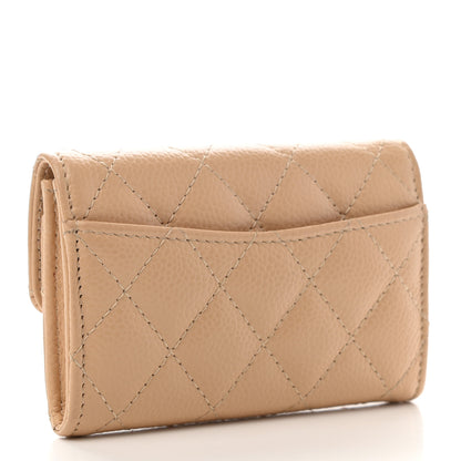 Chanel Caviar Quilted Flap Card Holder Wallet Beige 3 of 8