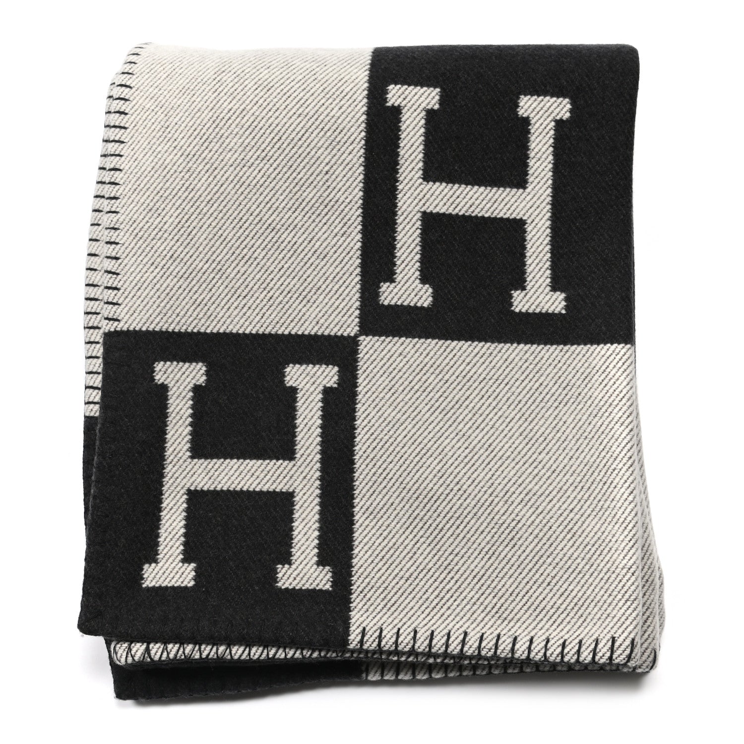 Hermes Wool Cashmere Avalon Blanket Ecru Gris Fonce 1 of 3