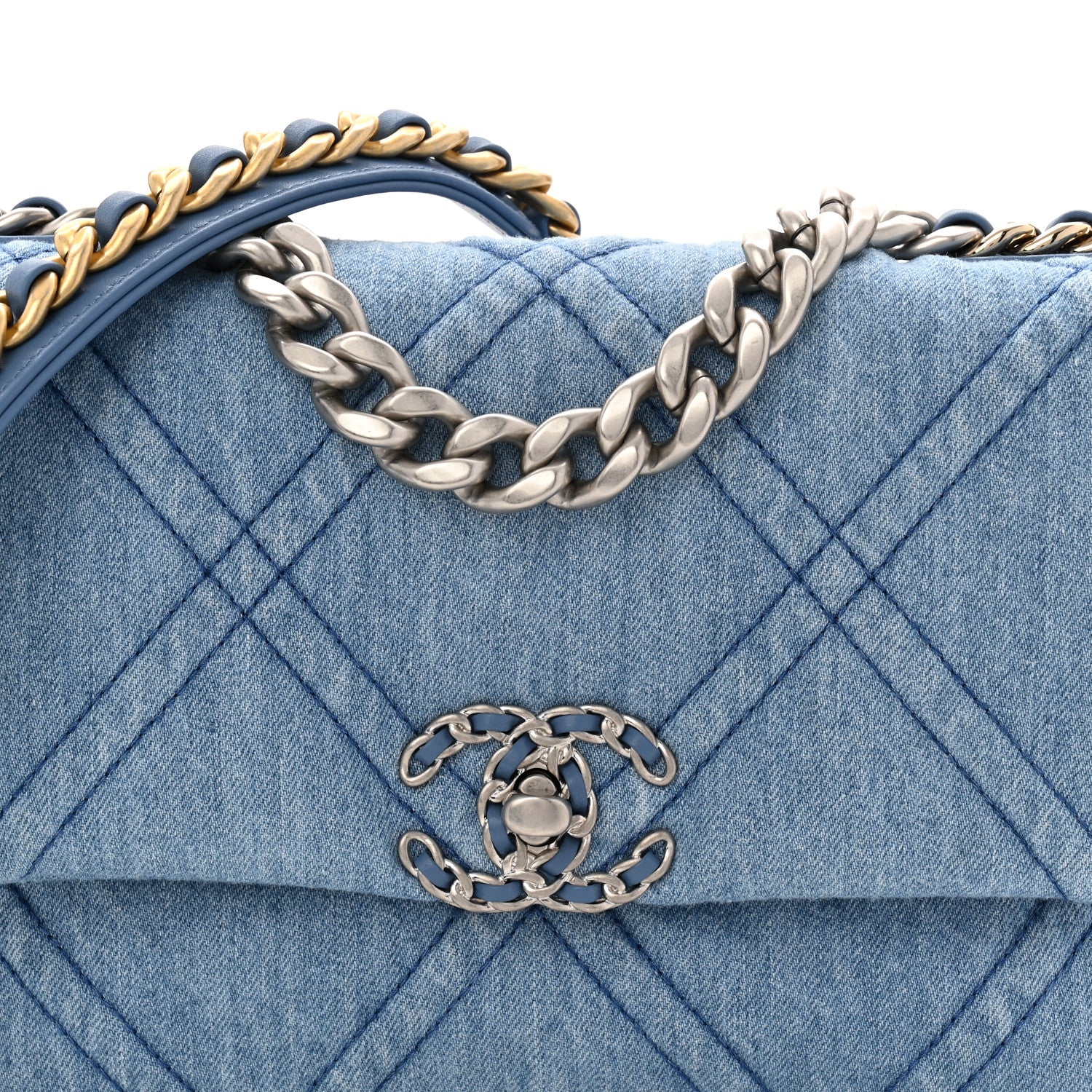 Chanel Denim Quilted Medium Chanel 19 Flap Blue 8 of 10