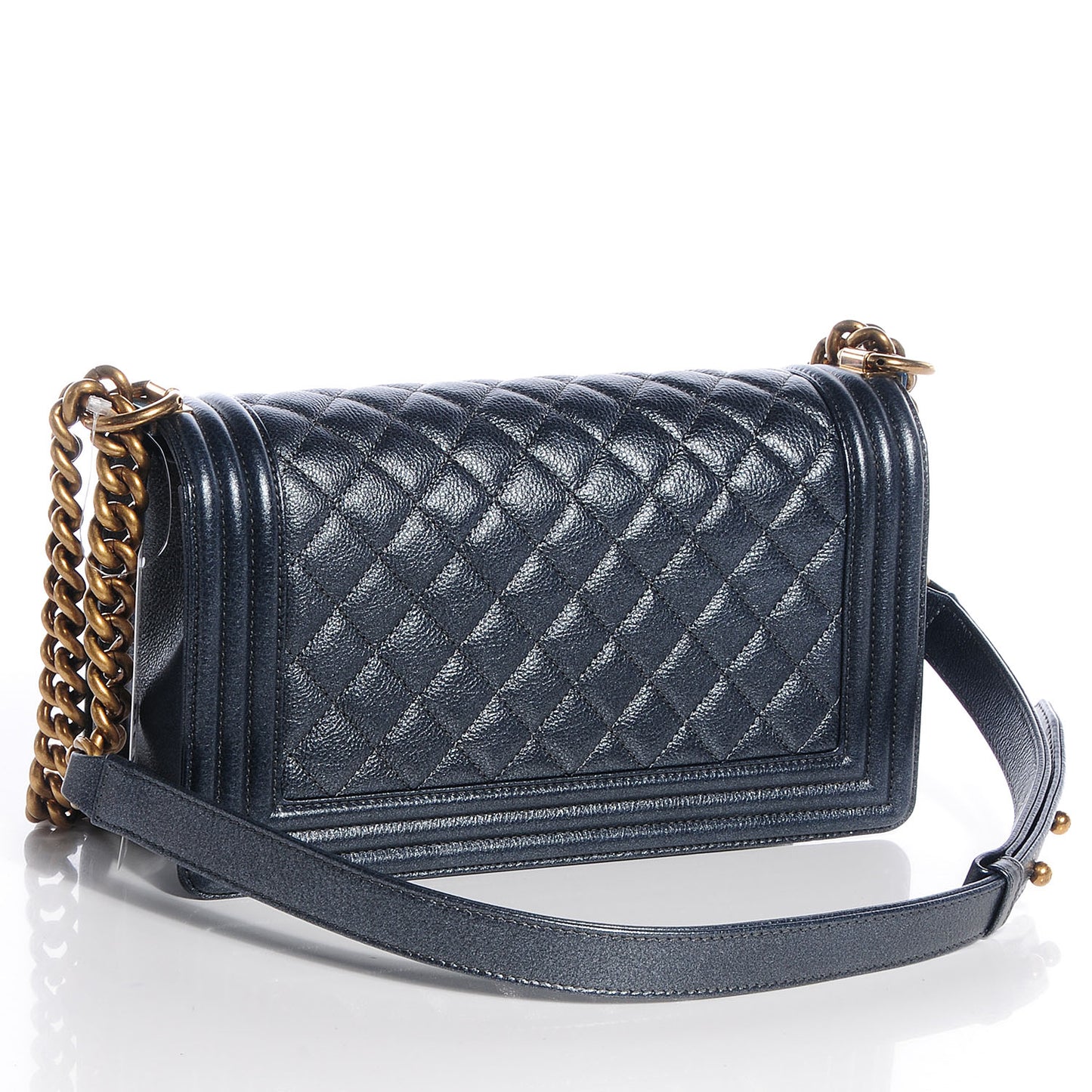 Pearl Calfskin Medium Boy Flap Dark Grey