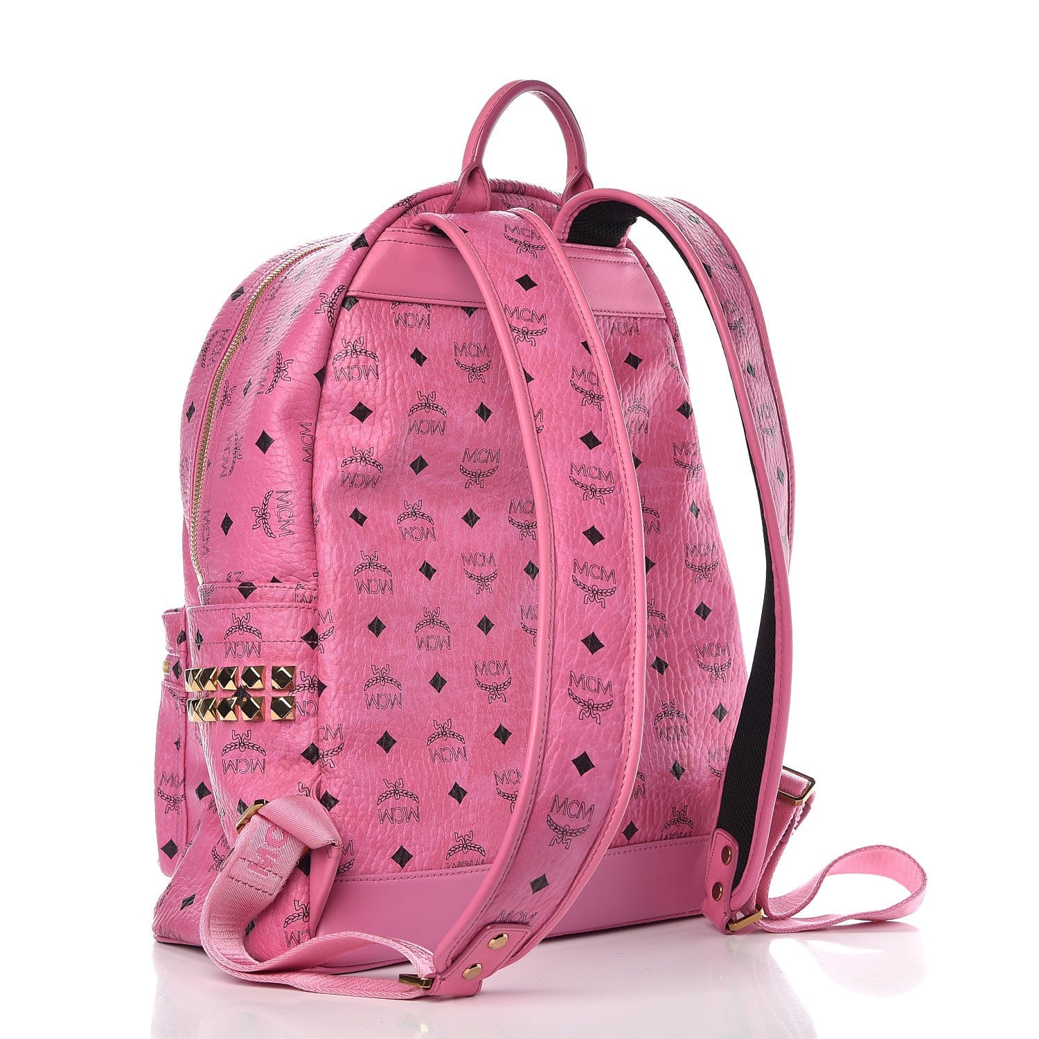 MCM Visetos Medium Side Studs Stark Backpack Pink 3 of 12