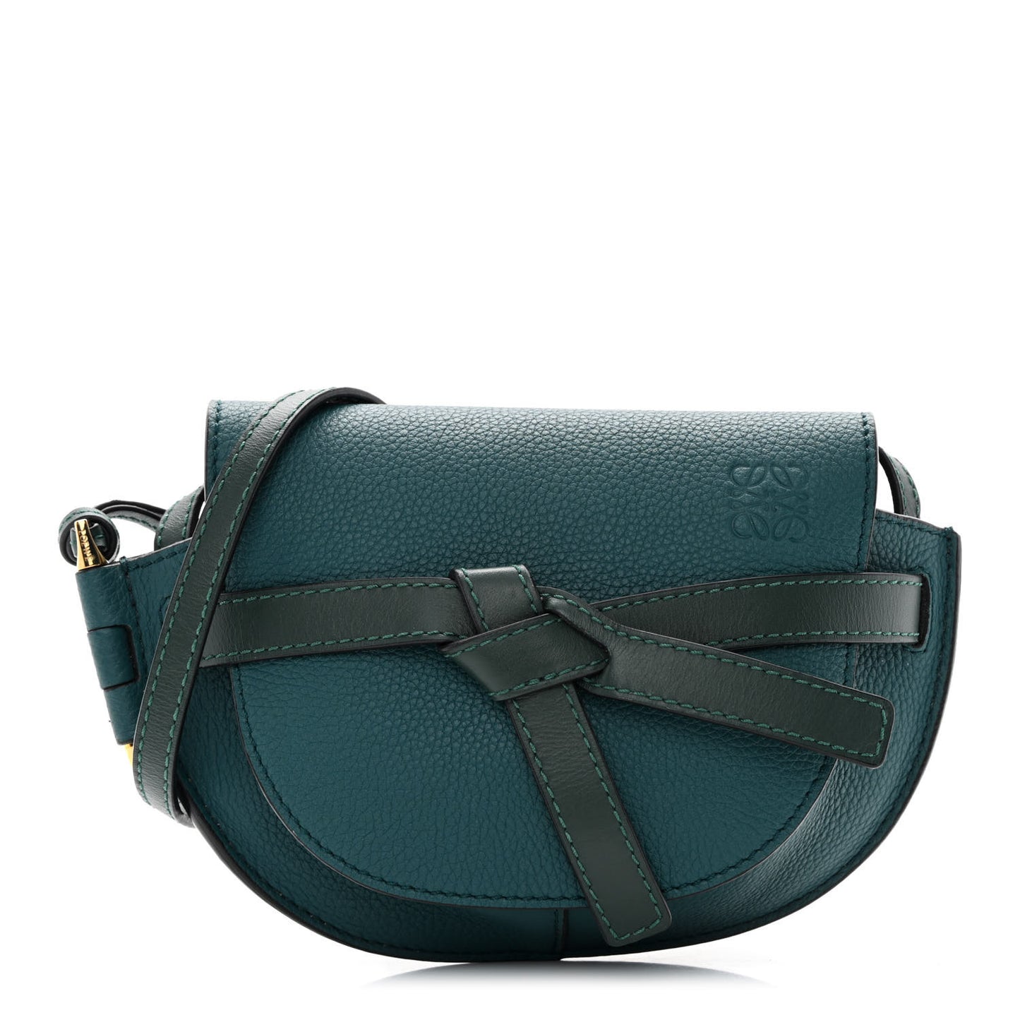 Grained Calfskin Mini Gate Crossbody Bag Petroleum Blue Cypress