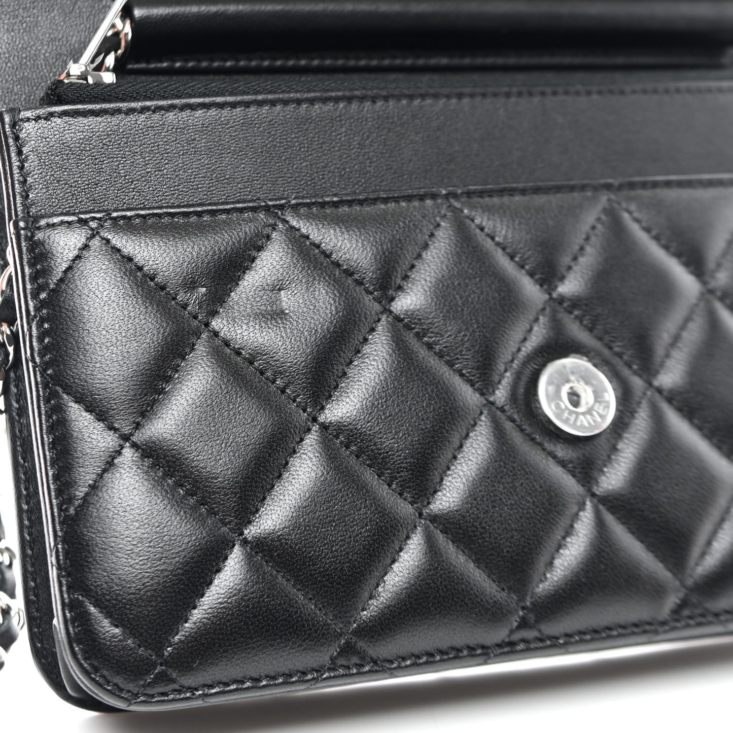 Lambskin Quilted Wallet On Chain WOC Black
