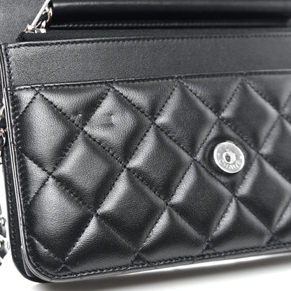 Chanel Lambskin Quilted Wallet On Chain WOC Black 12 of 13