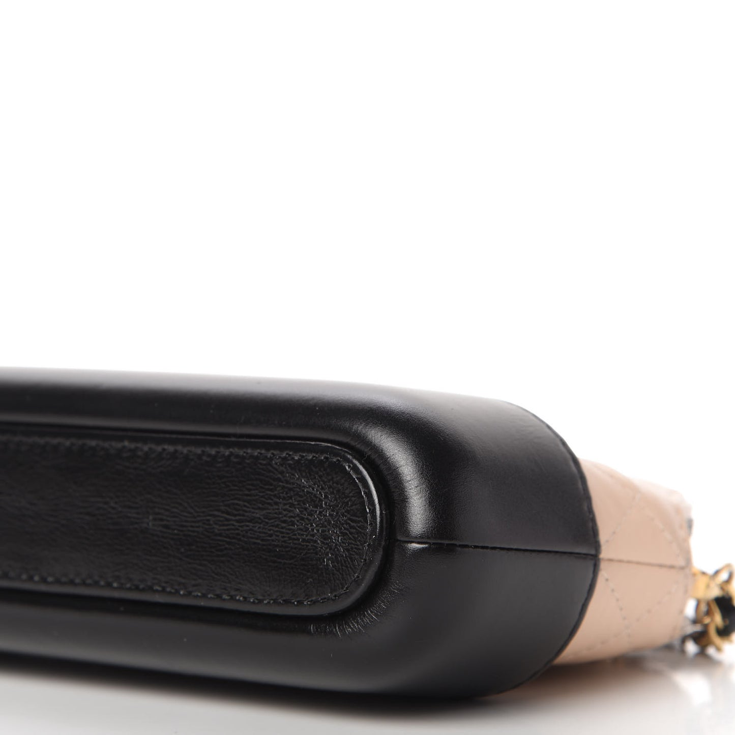 Aged Calfskin Quilted Small Gabrielle Clutch With Chain Beige Black