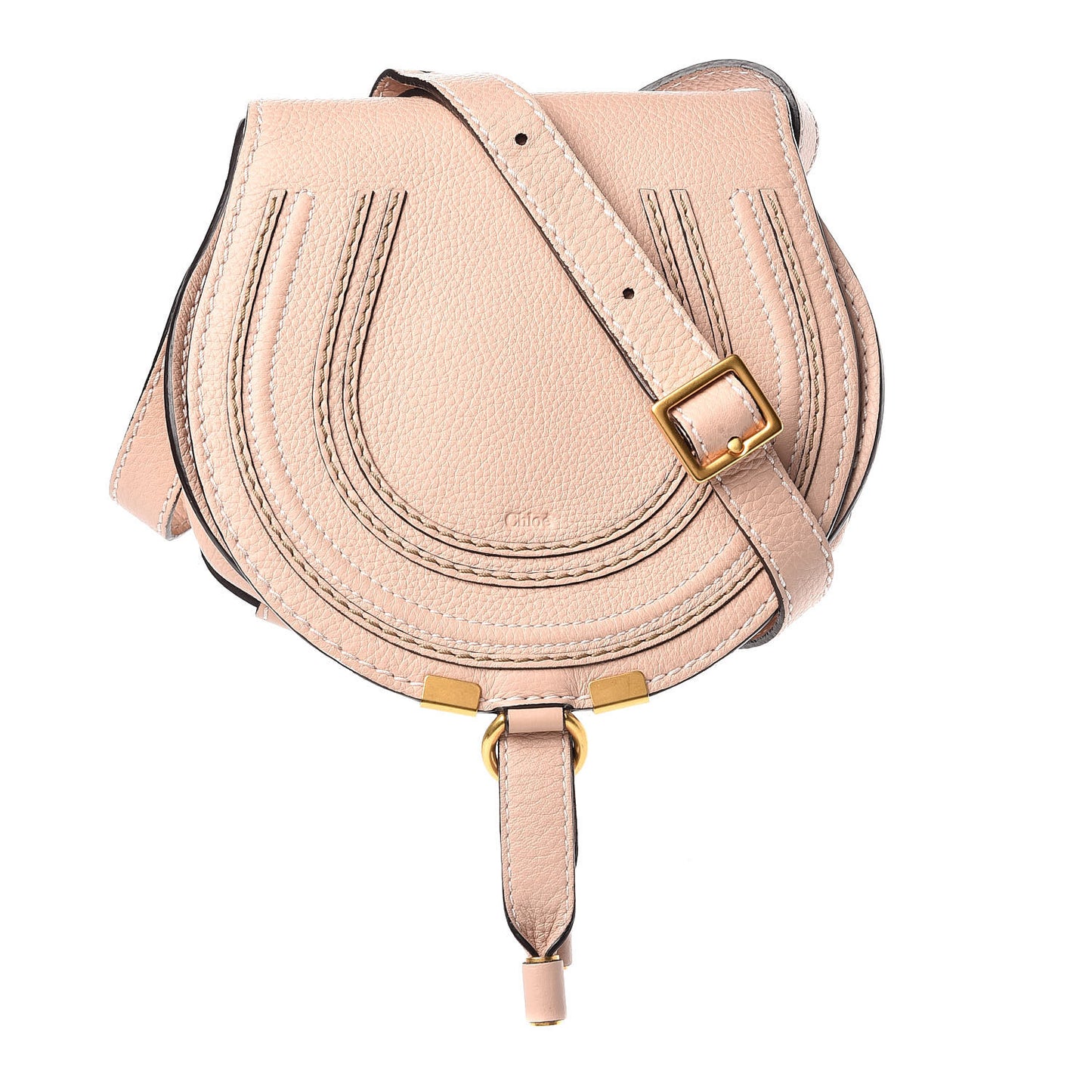 Calfskin Mini Marcie Round Crossbody Bag Blush Nude