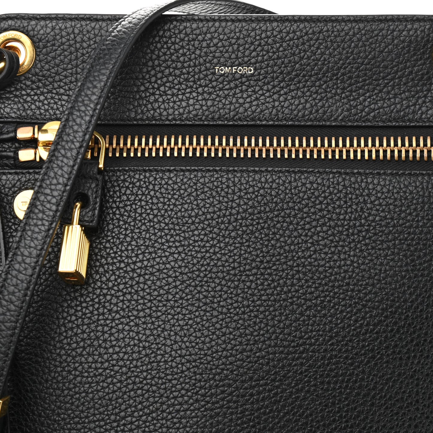 Pebbled Calfskin Zip Shoulder Bag Black