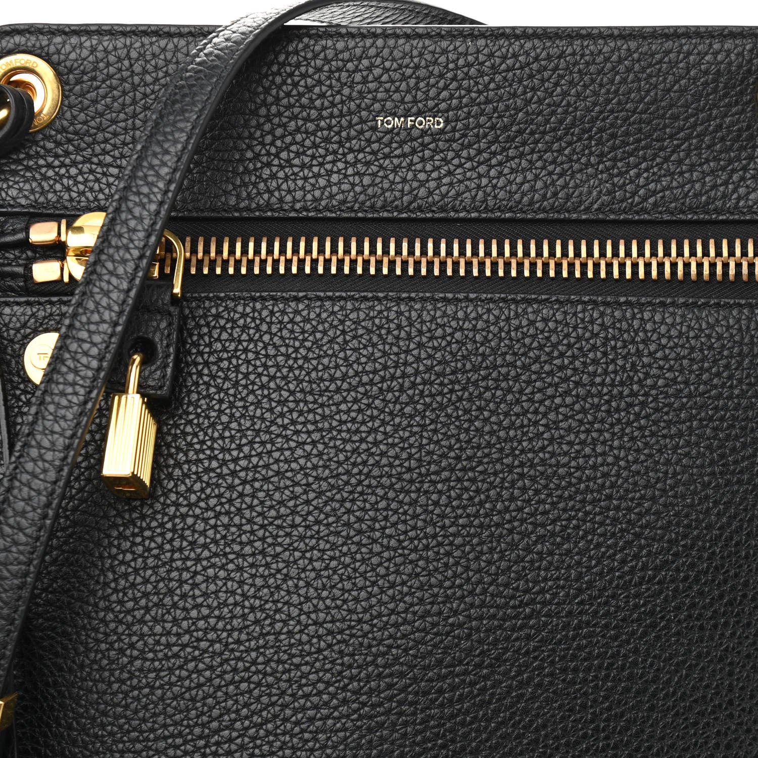 Tom Ford Pebbled Calfskin Zip Shoulder Bag Black 7 of 10