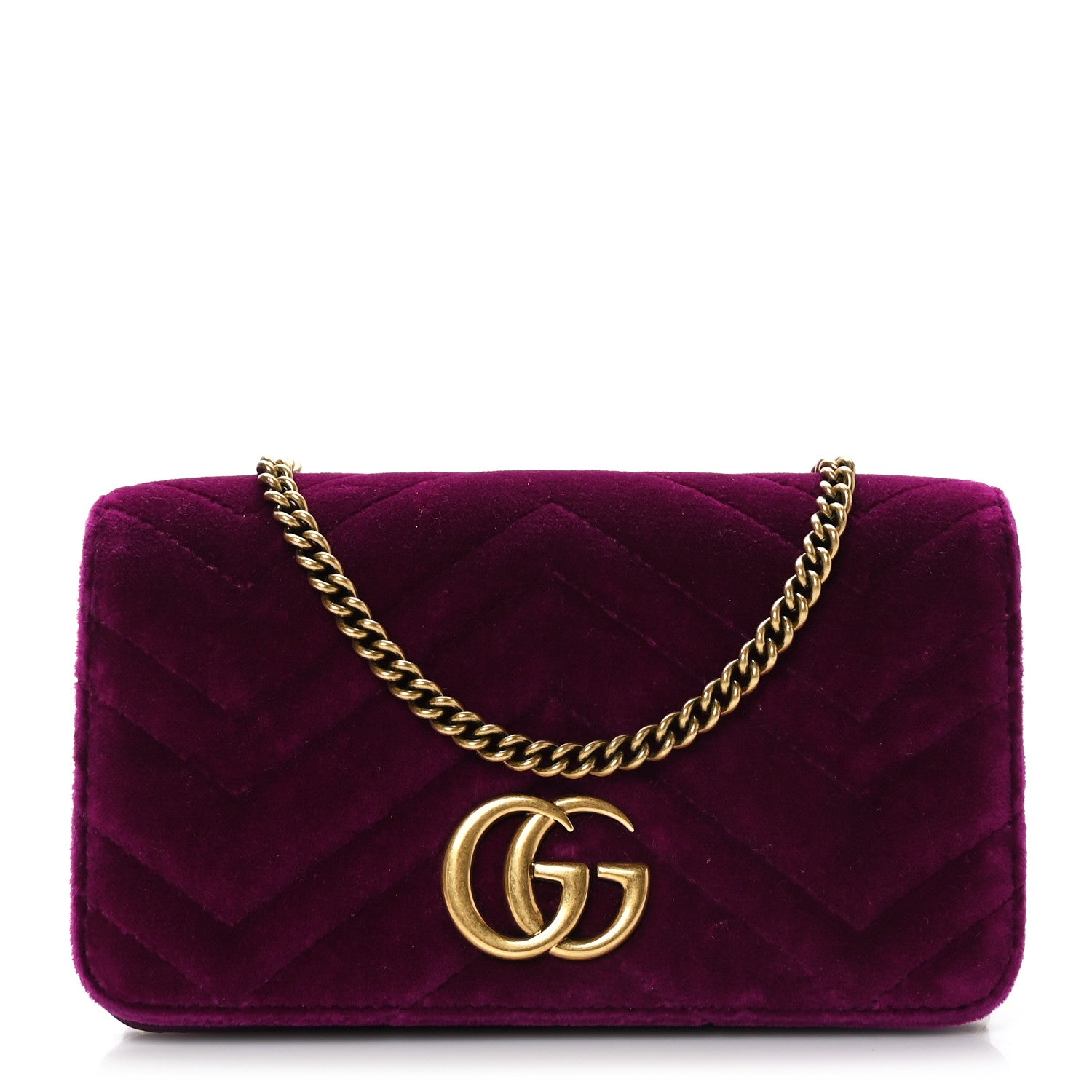 Gucci Velvet Matelasse GG Marmont Mini Bag Fuchsia Violet Cyclamen 1 of 8