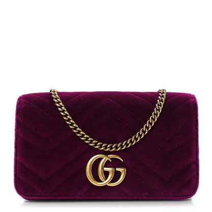 Gucci Velvet Matelasse GG Marmont Mini Bag Fuchsia Violet Cyclamen 1 of 8