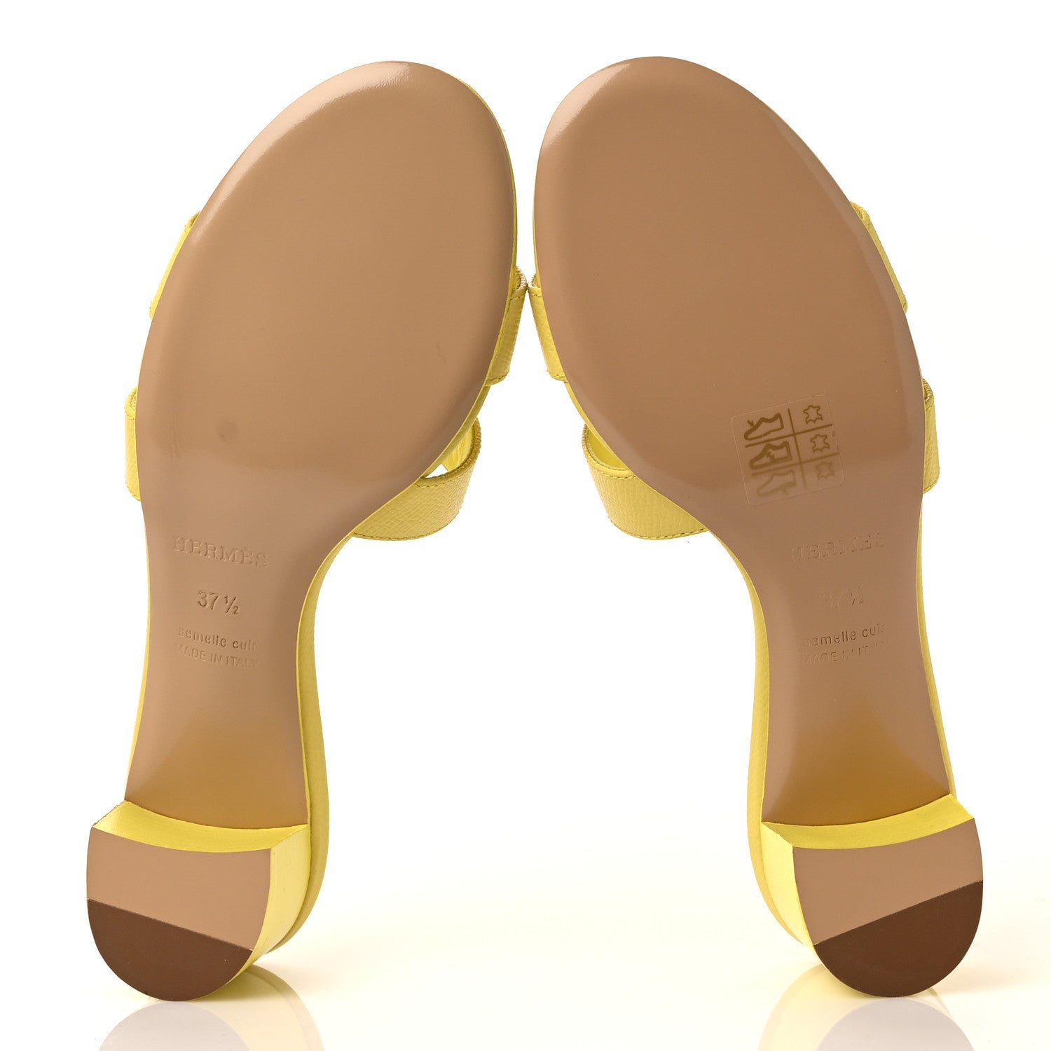 Hermes Epsom Oasis Sandals 37.5 Jaune Pollen 5 of 8