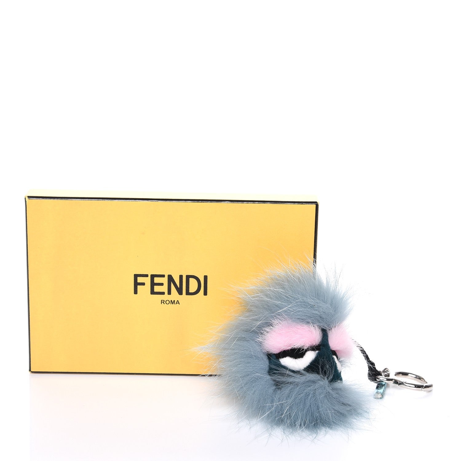 Fendi Fox Mink Rabbit Fur Vitello Flamingo Mini Monster Bag Bug Charm Lagoon Black Multicolor 5 of 5