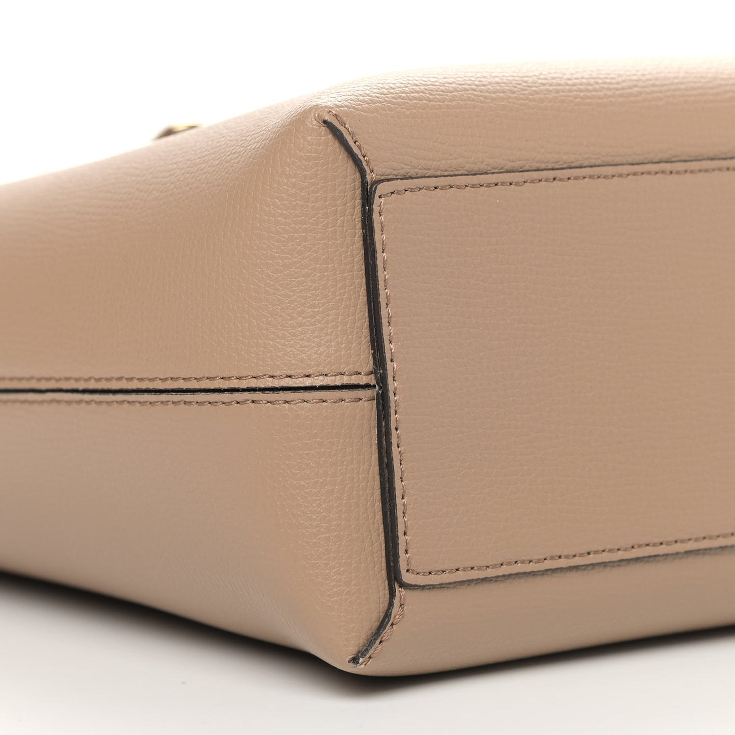 Grainy Calfskin Haymarket Check Small Reversible Tote Mid Camel