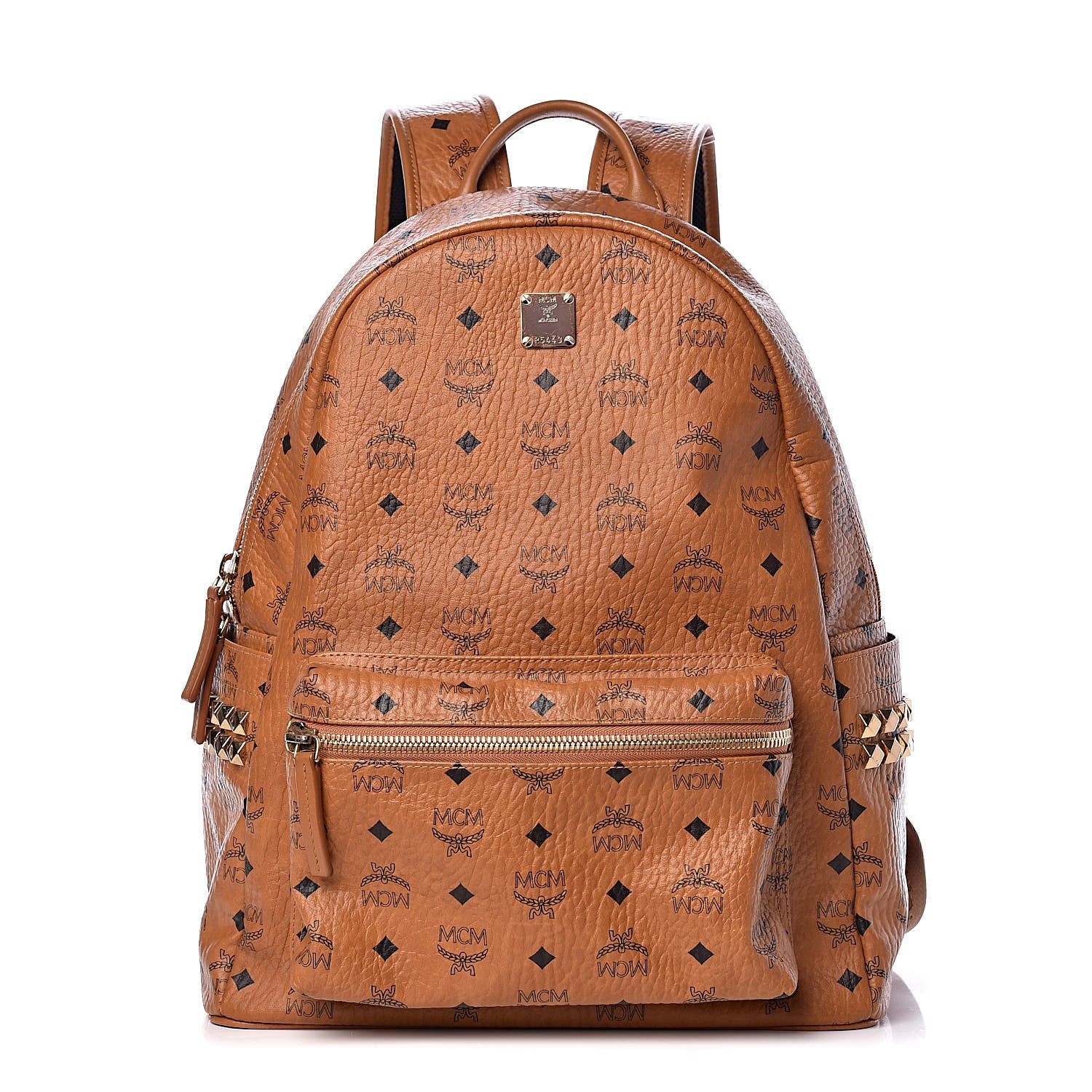 MCM Visetos Medium Side Studs Stark Backpack Cognac 1 of 16