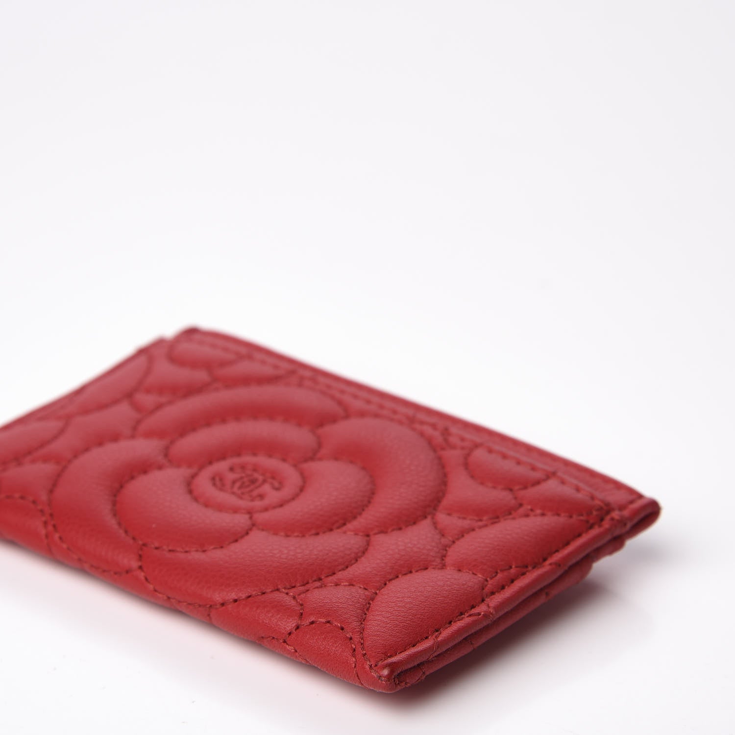 Chanel Caviar Camellia Embossed Card Holder Red 9 of 10