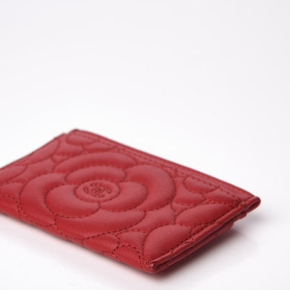 Chanel Caviar Camellia Embossed Card Holder Red 9 of 10