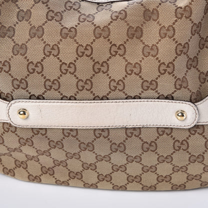 Gucci Monogram Calfskin Horsebit Hobo Off White 8 of 14