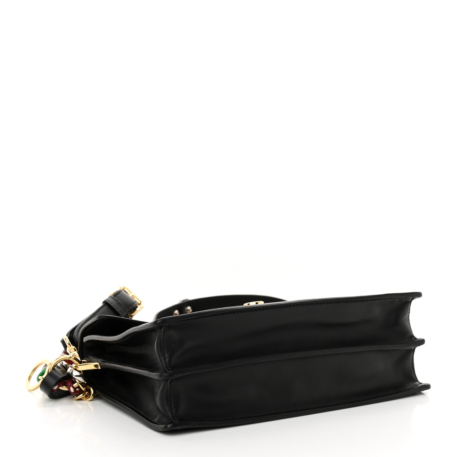 Prada Calfskin Soft Sound Charms Shoulder Bag Black 4 of 10