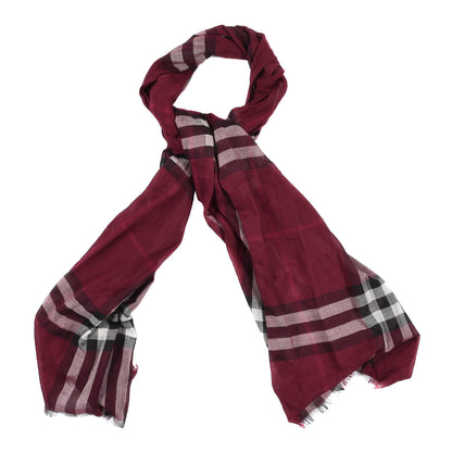 Burberry Wool Silk Gauze Giant Check Scarf Plum 1 of 4