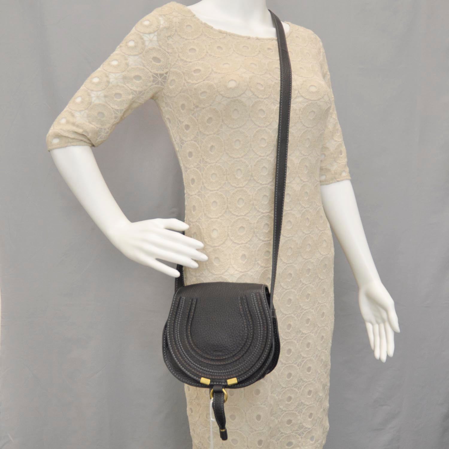 Chloe Leather Marcie Round Crossbody Bag Black 2 of 7