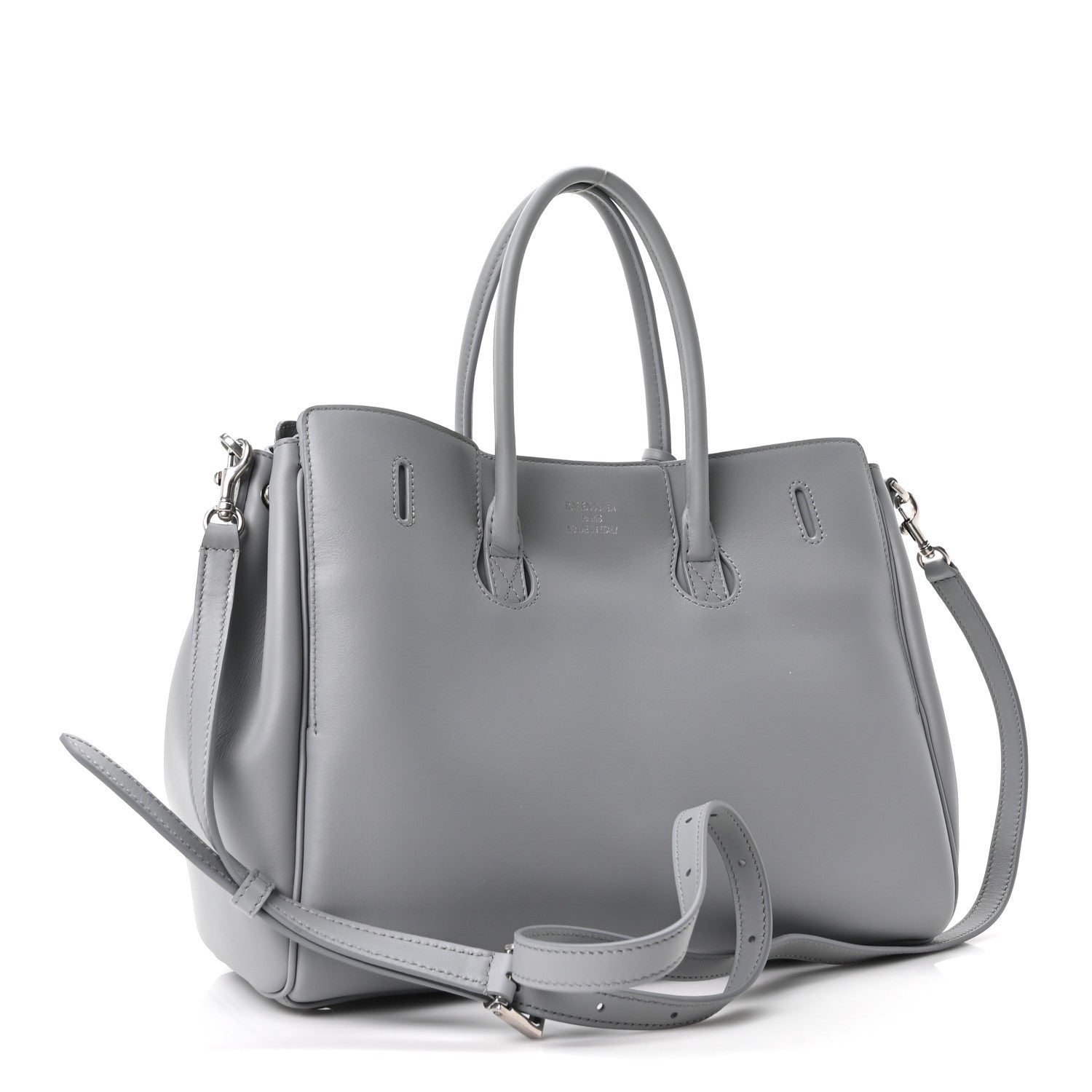 Balenciaga Smooth Calfskin Small Bel Air Carry All Bag Cloud Grey 3 of 9